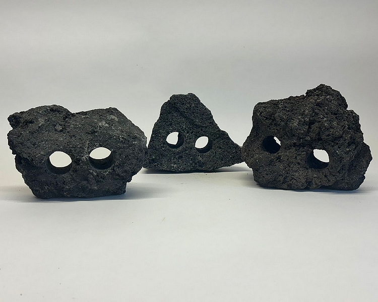 Aquascaping Rocks - Black 2 Hole Lava Rock - 1 Rock (10-20cm)
